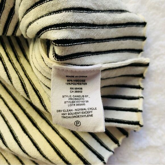 Theory Striped White Black Canelis Prosecco Peplum Tank | Small - Picture 5 of 10